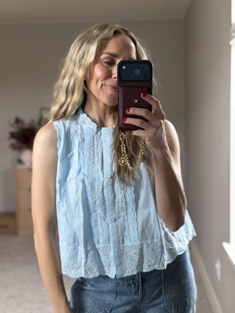 amazon ruffle eyelet tank