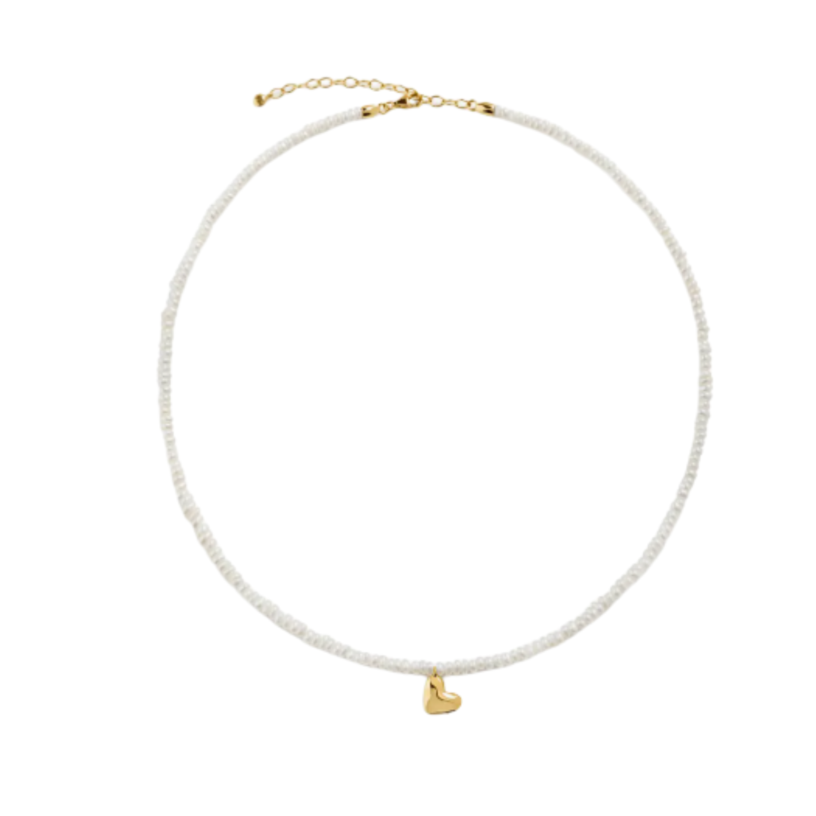 Mini Gold Heart Freshwater Pearl Necklace
