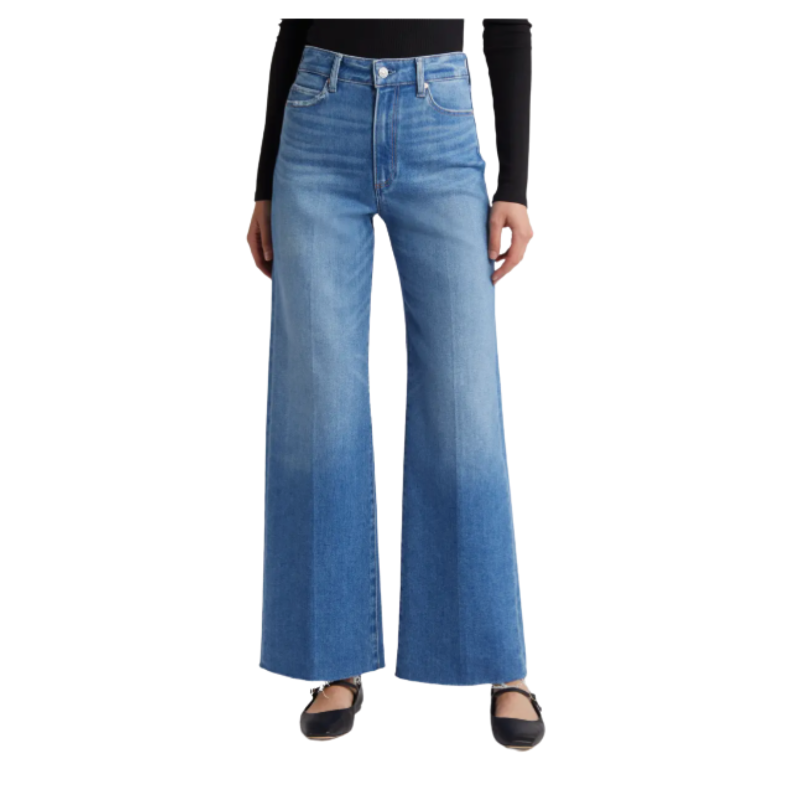 Light Blue Anessa High Waist Raw Hem Wide Leg Jeans