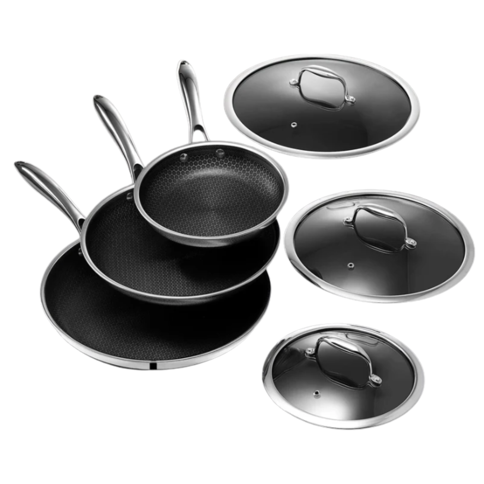 Hybrid Fry Pan Set with Lids, 6pc