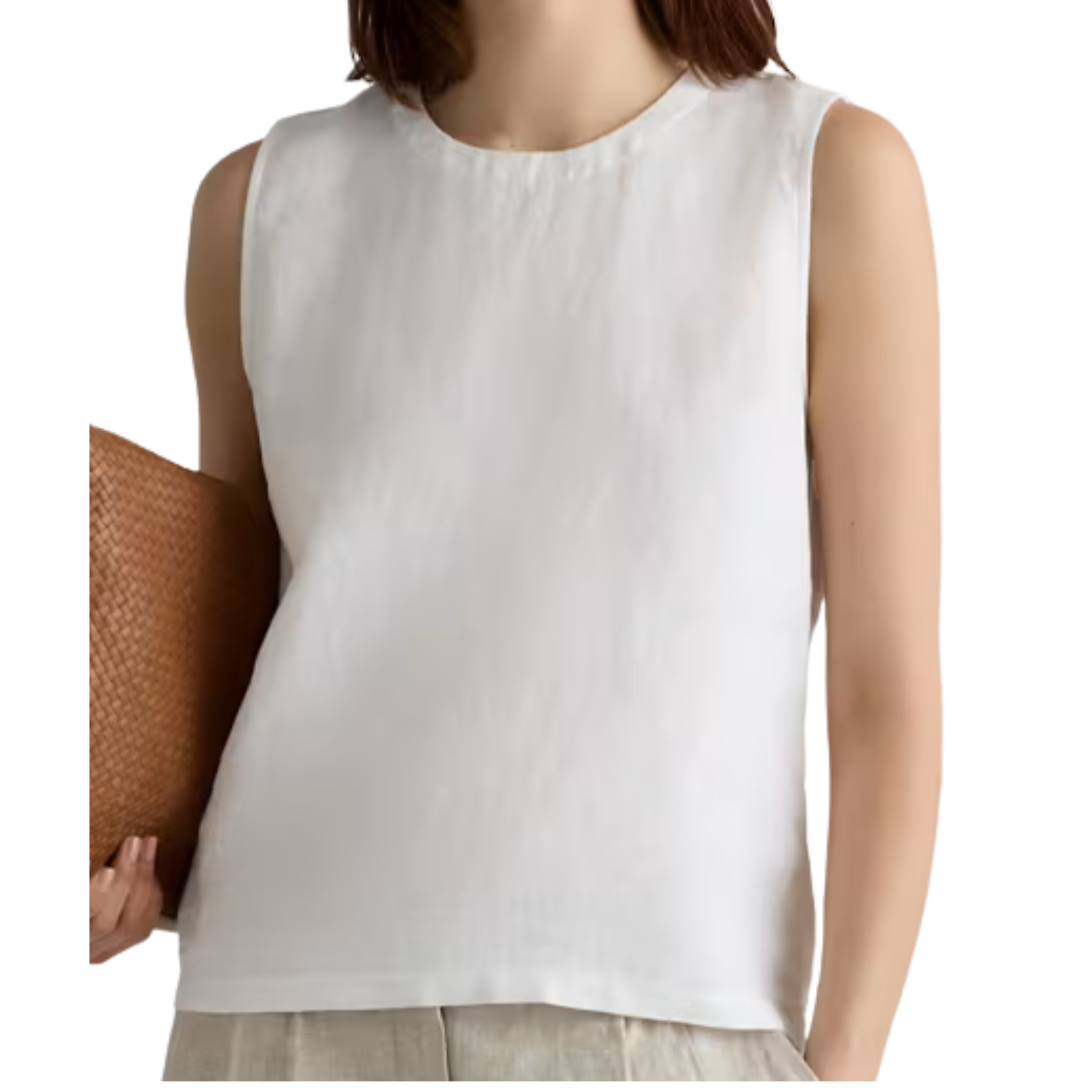 European Linen Tank Top White
