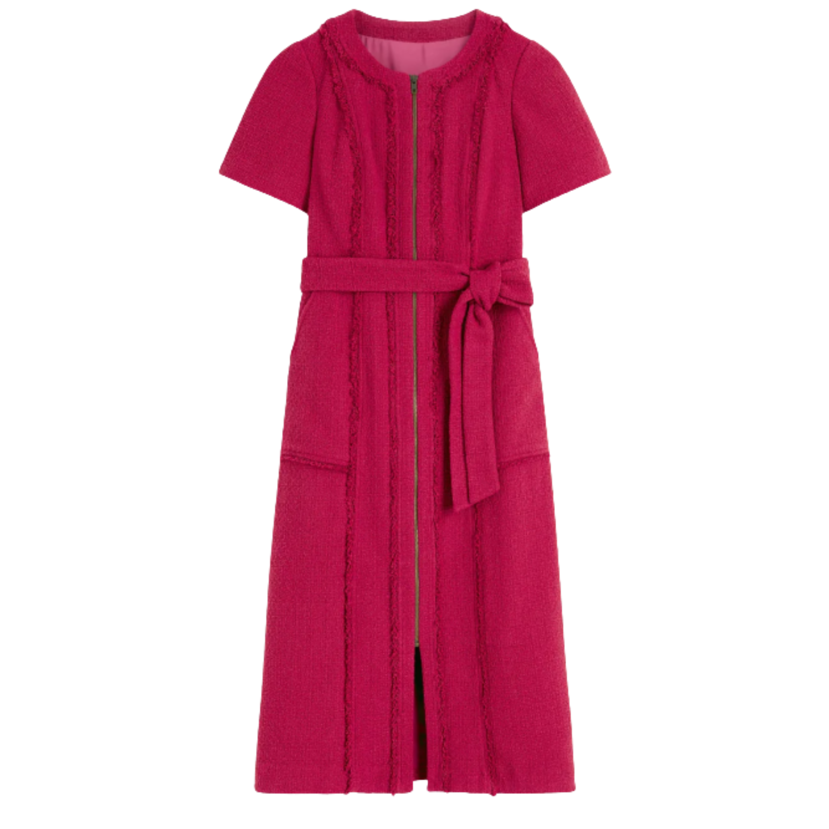 Front Zip Dress Dark Pink