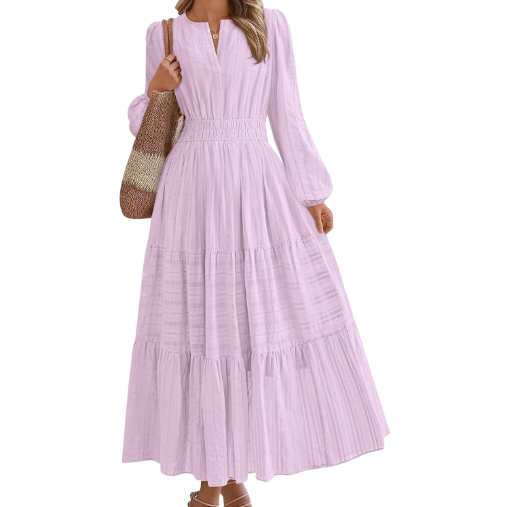 Elastic Waist Flowy Maxi Dress