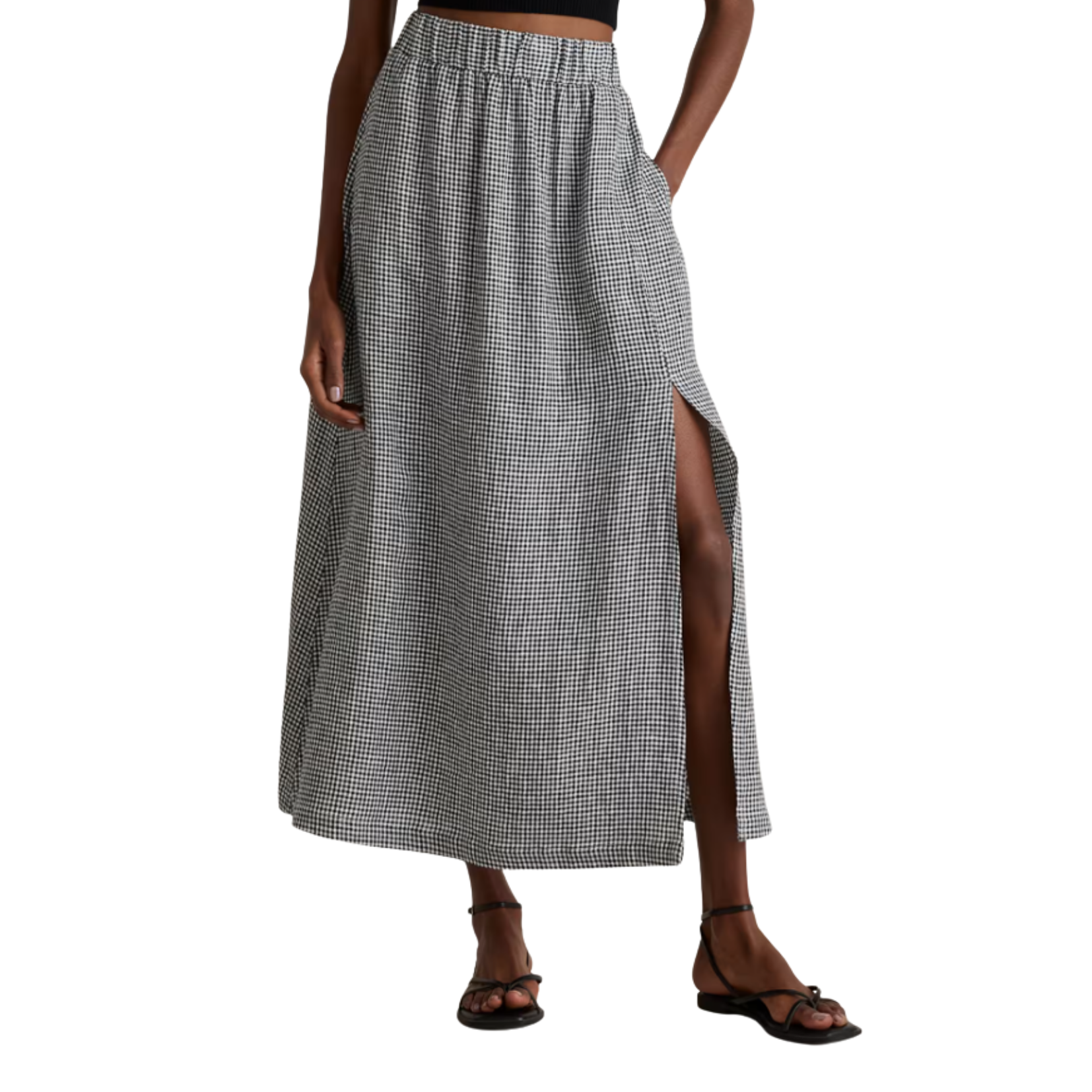 European Linen Skirt Black & White