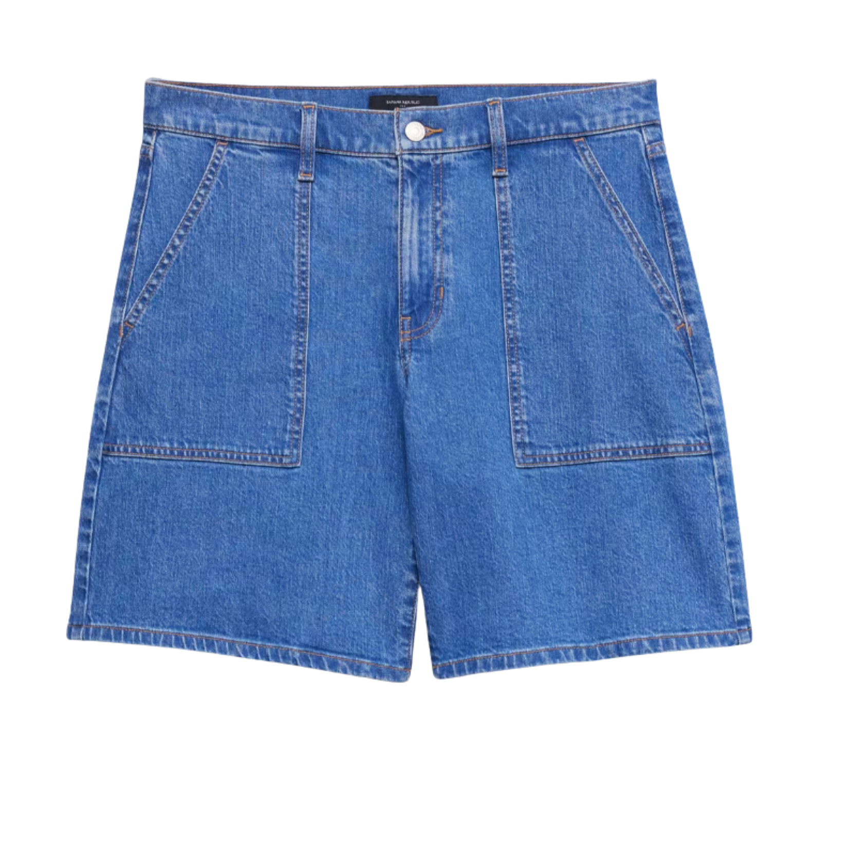 Mid Rise Denim Bermuda Shorts