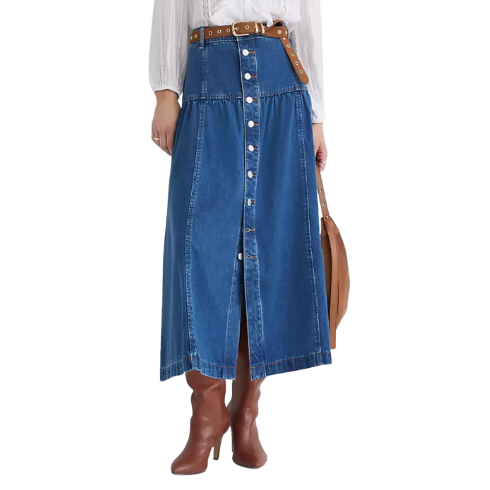 Button Down Skirt Denim