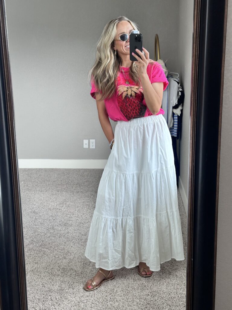 amazon tiered gauze maxi skirt