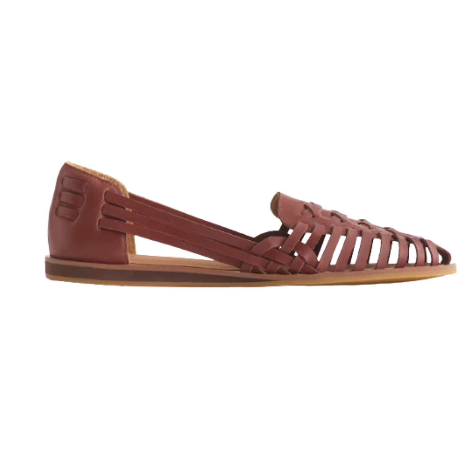 100% Leather Huarache Flat Brandy Color
