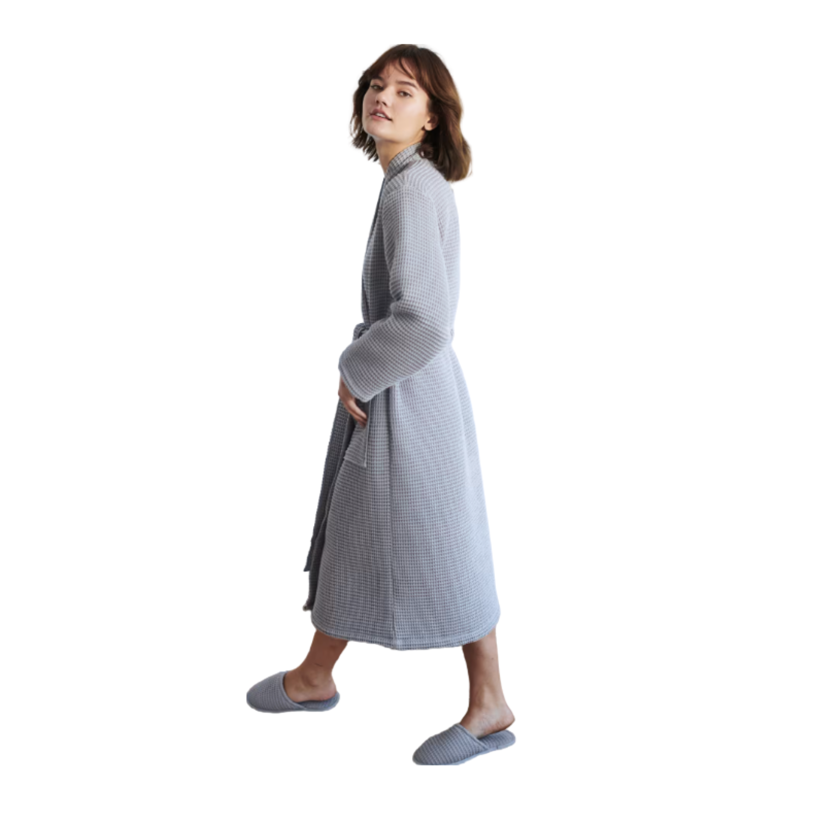 Grey Organic Turkish Waffle Robe