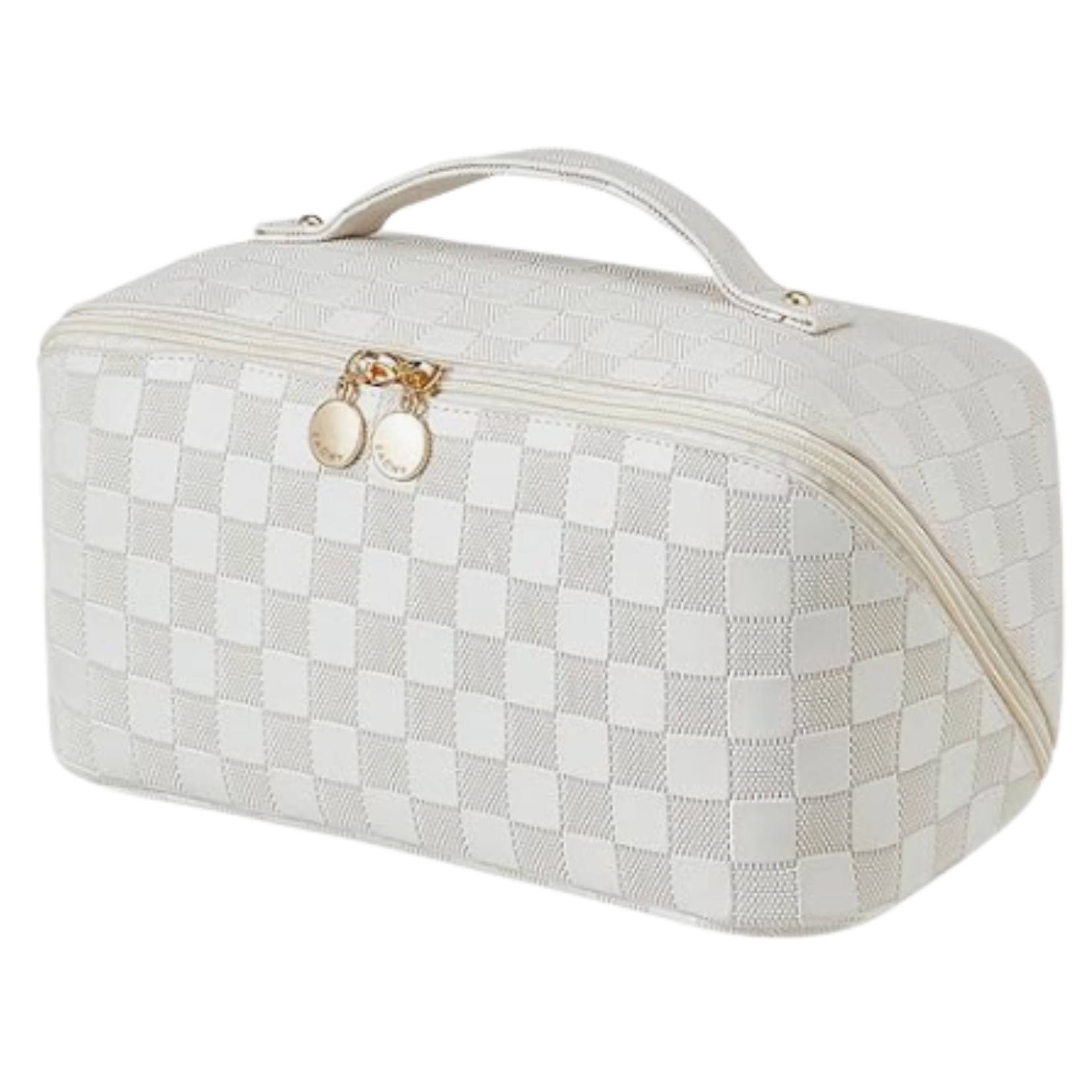 White Woven Eachy Travel Makeup Bag