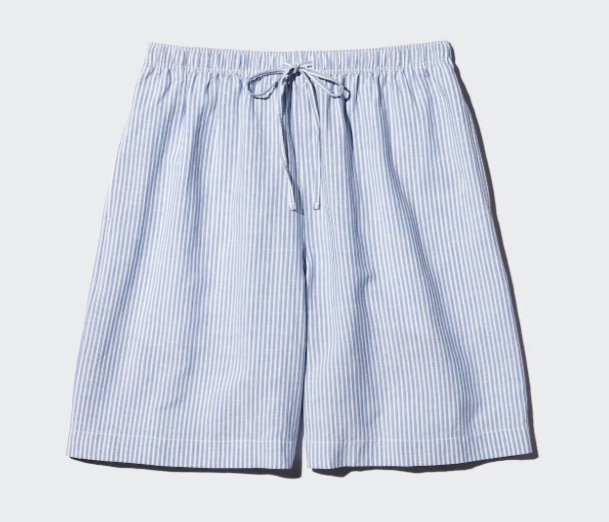 Blue striped linen shorts
