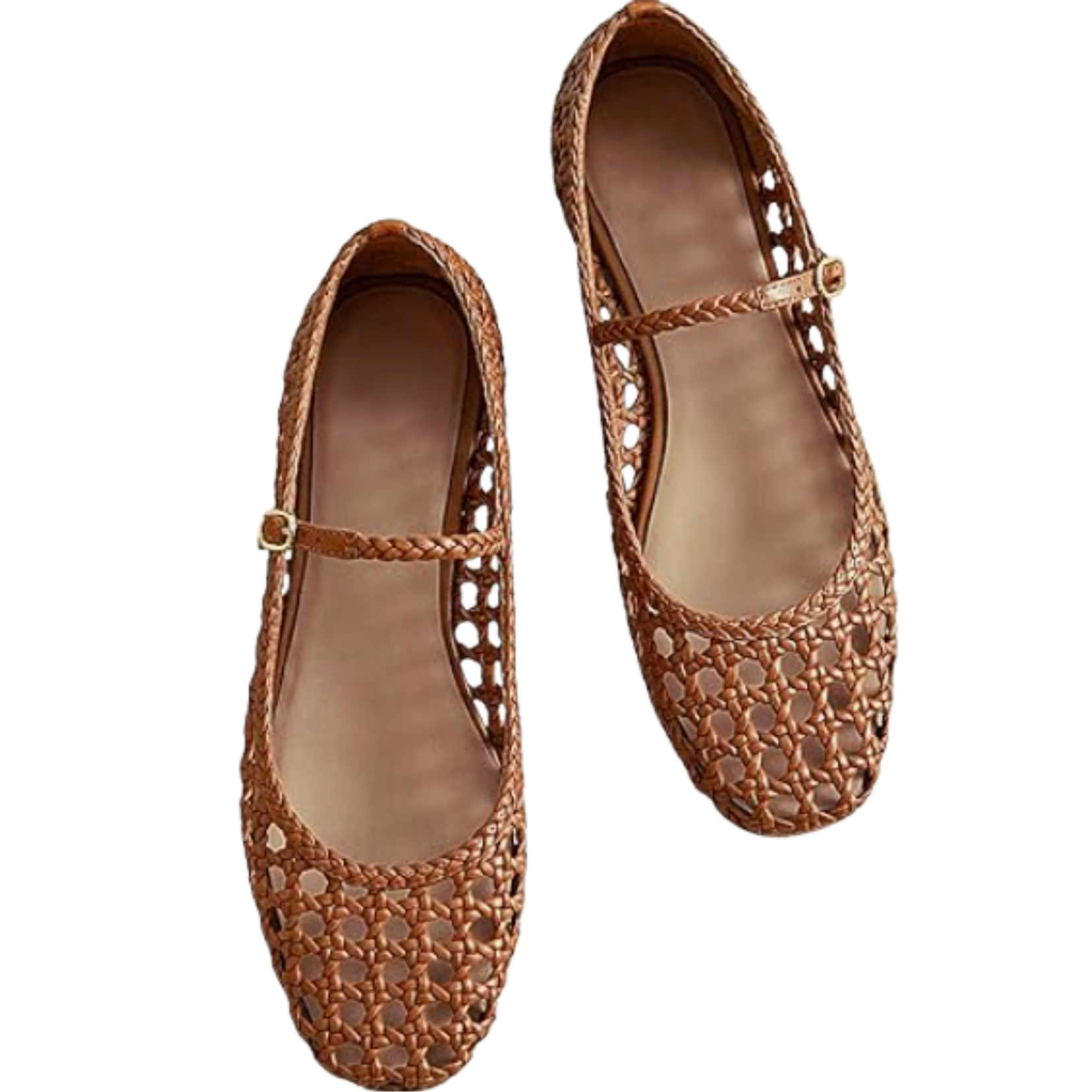 Woven Mesh Ballet Flats Brown