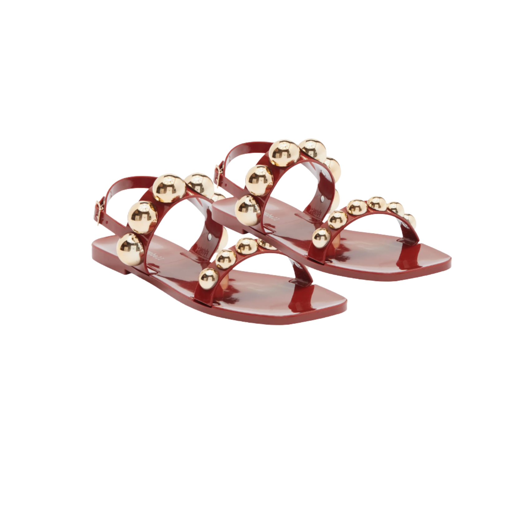 Anthropologie Dark Brown Gold Button Jelly Sandals