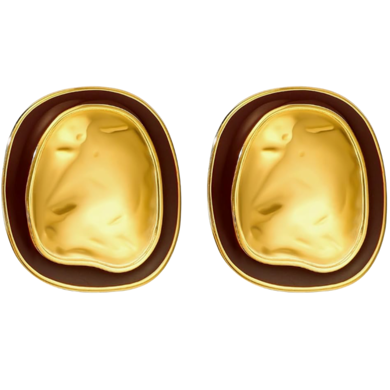Women Oval Stud Earrings Gold