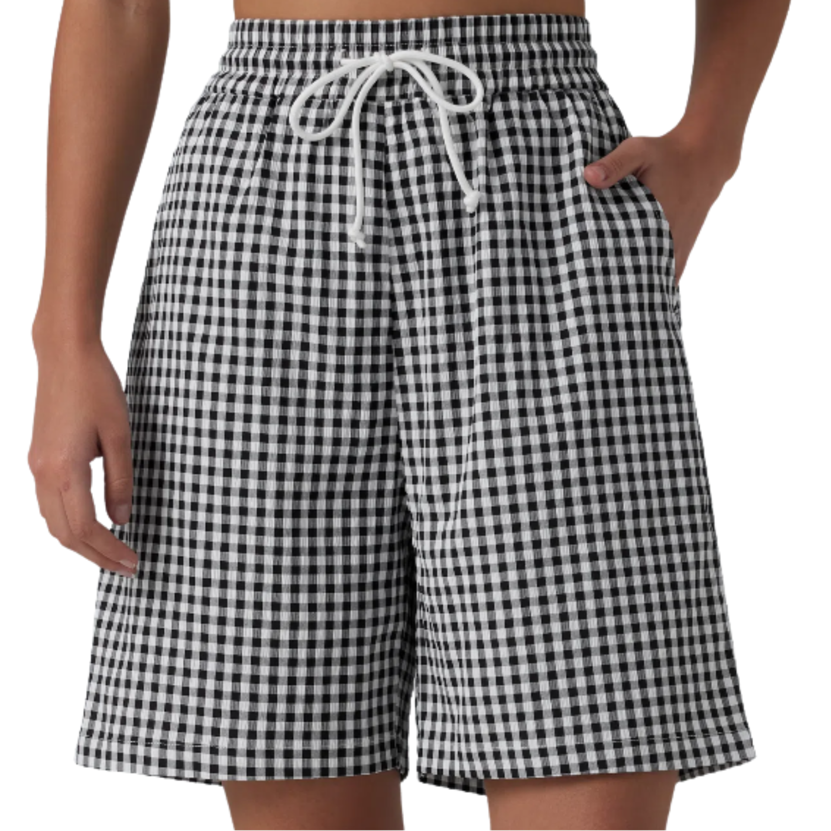 drawstring gingham Plaid shorts