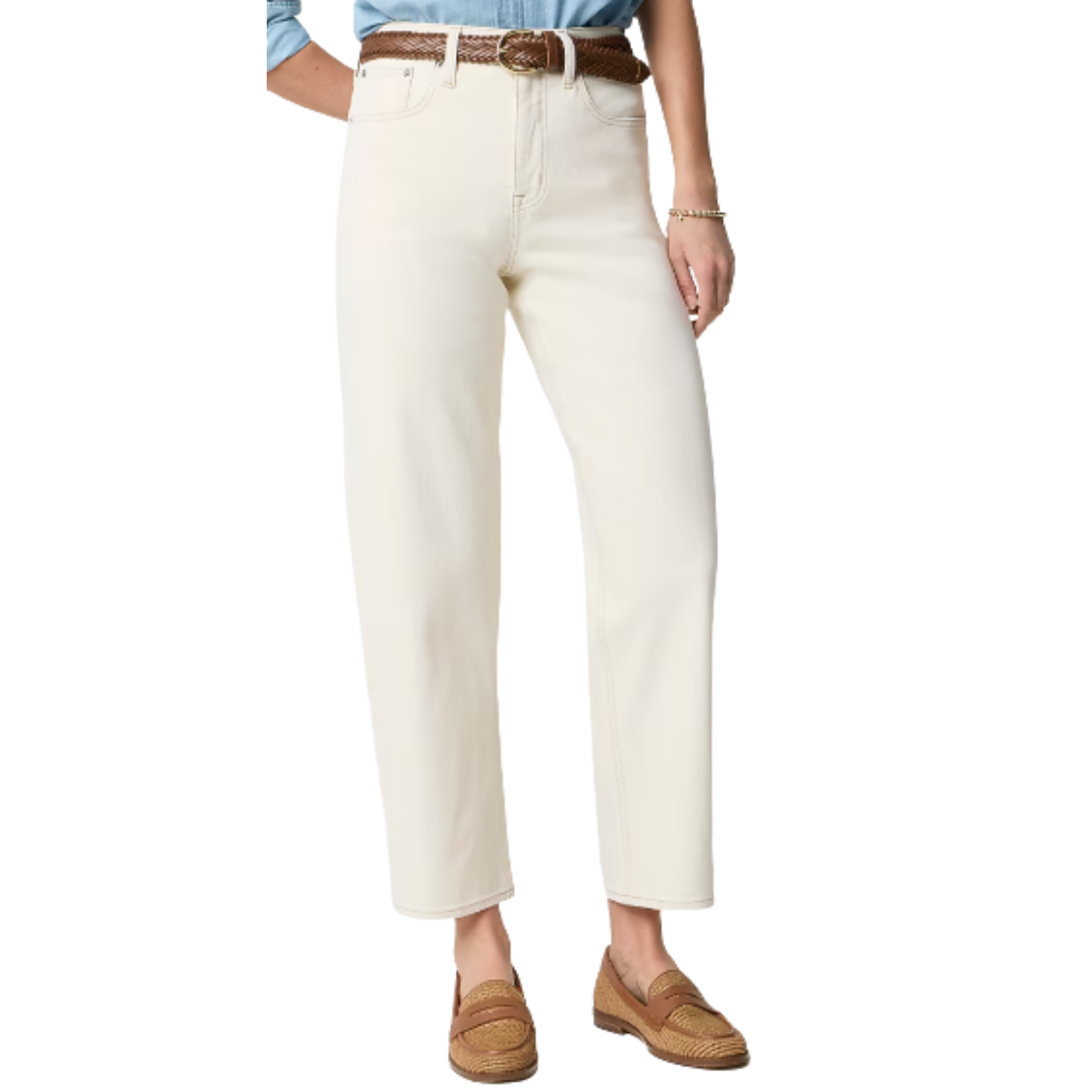 JCrew barrel jeans white