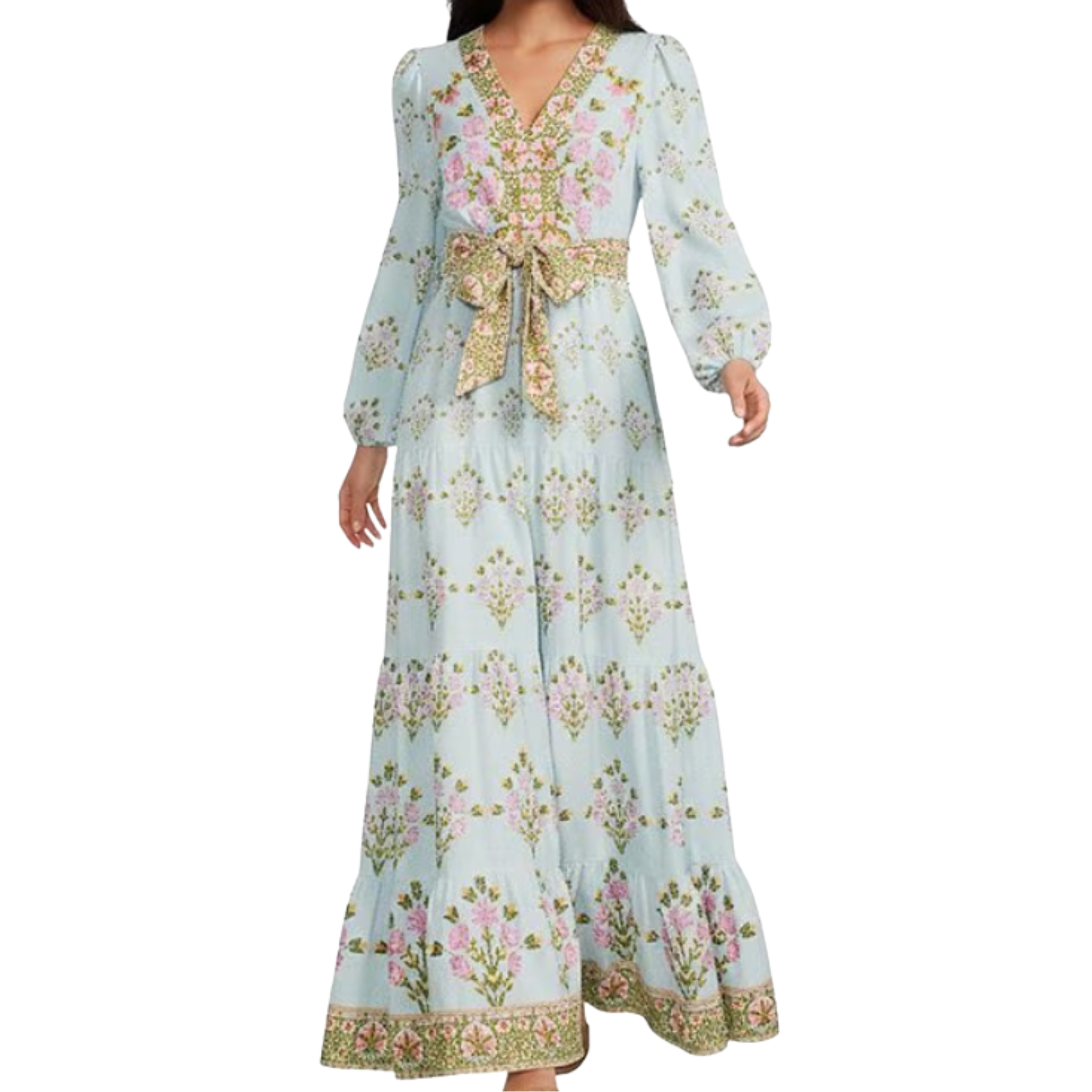 Dillards Floral V-Neck Flounce Sleeve Dress