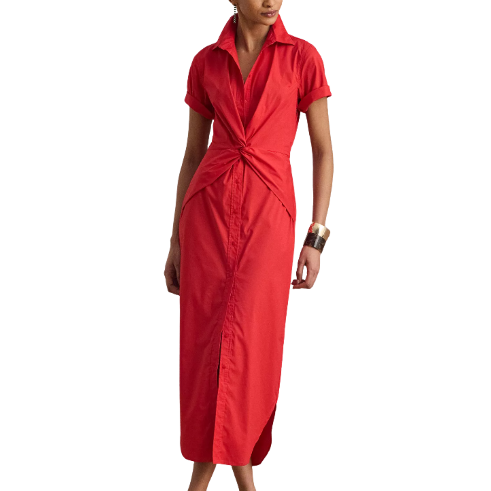 Red Front Twist Tie Dress Ralph Lauren