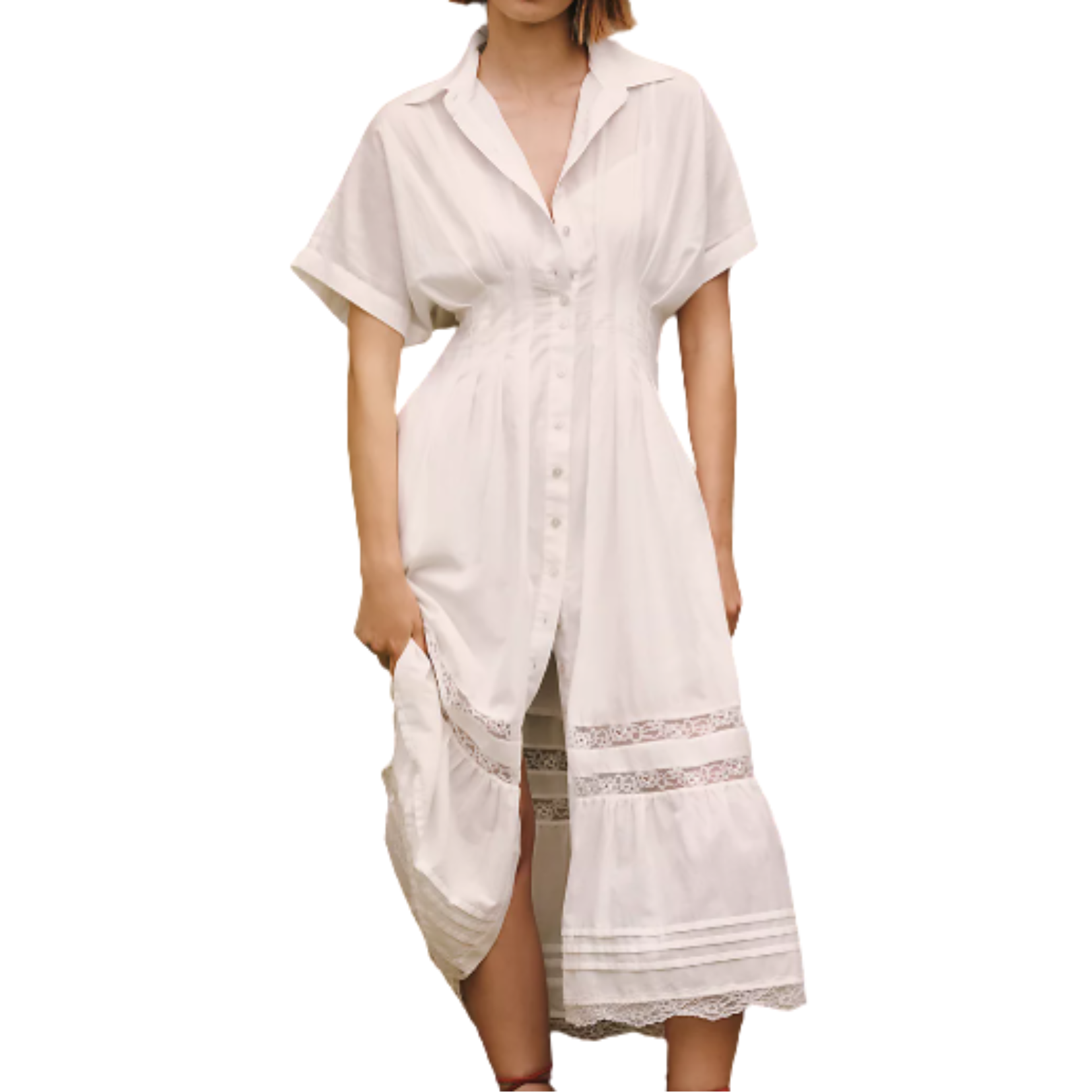 Tobie Short Sleeve V-Neck Dress White