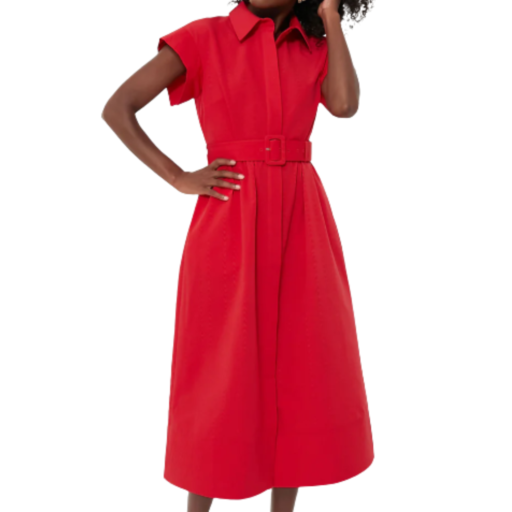 Short Front Buckle Red Dress