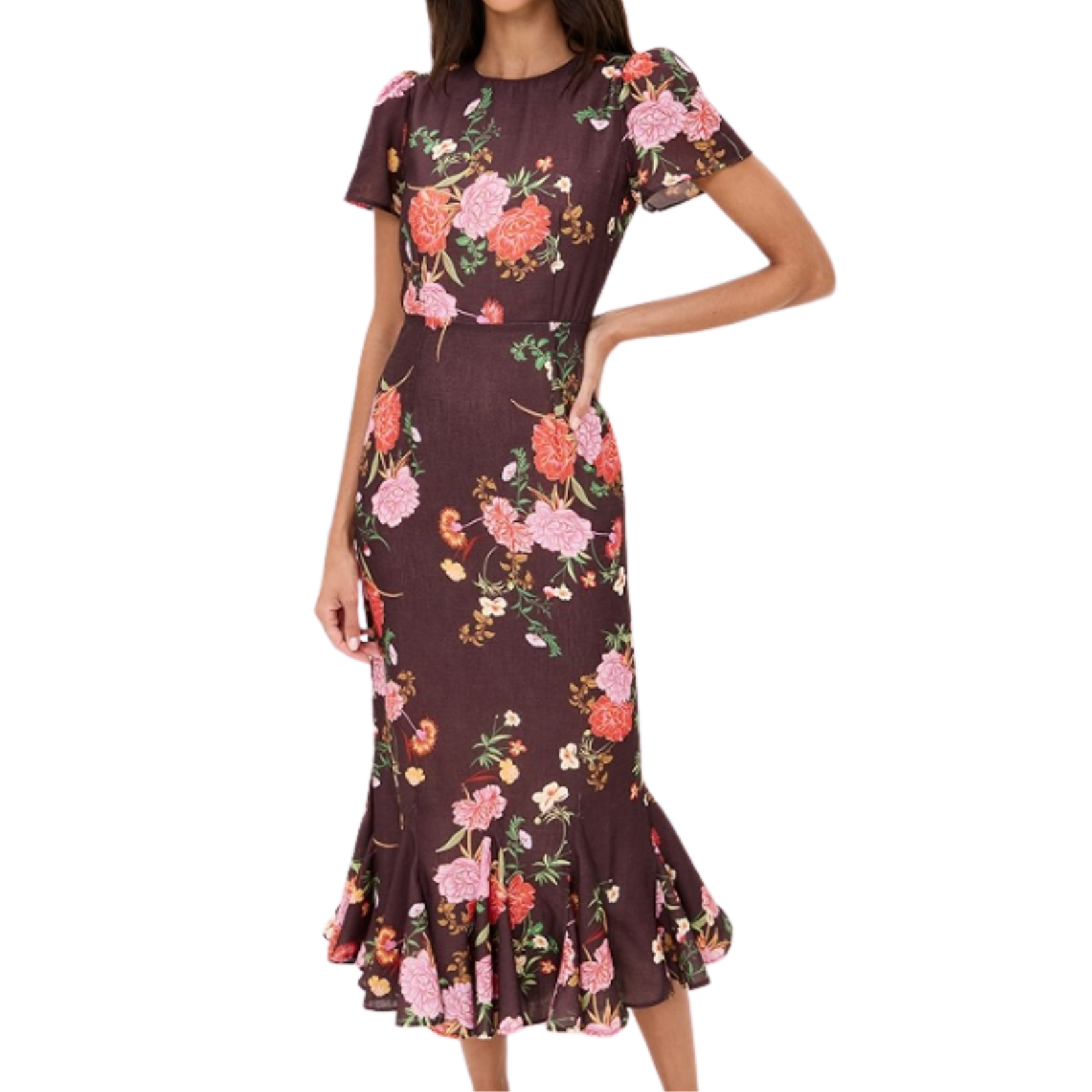 LE BOP Maroon Floral Etta Dress