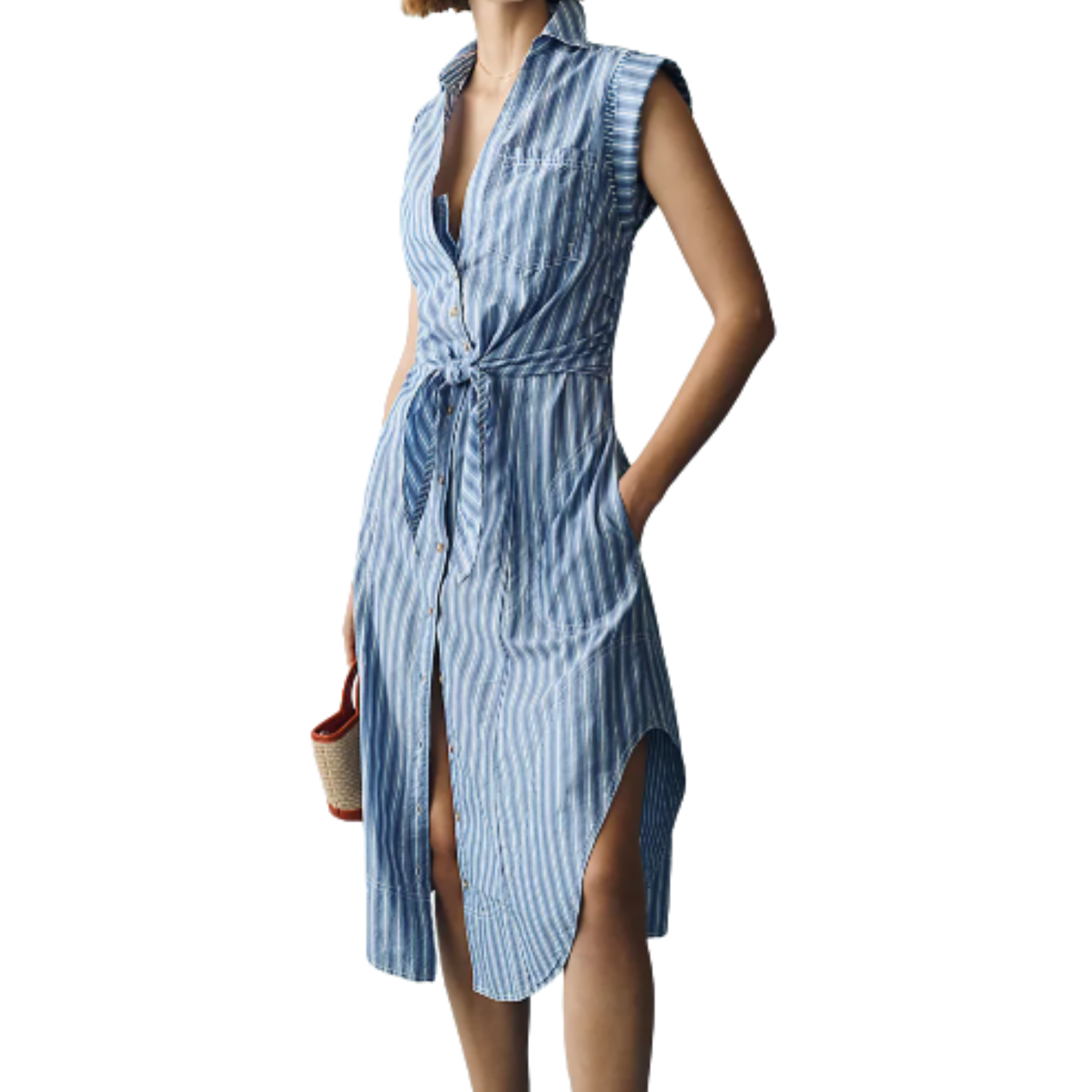 anthro blue stripe tanktop dress