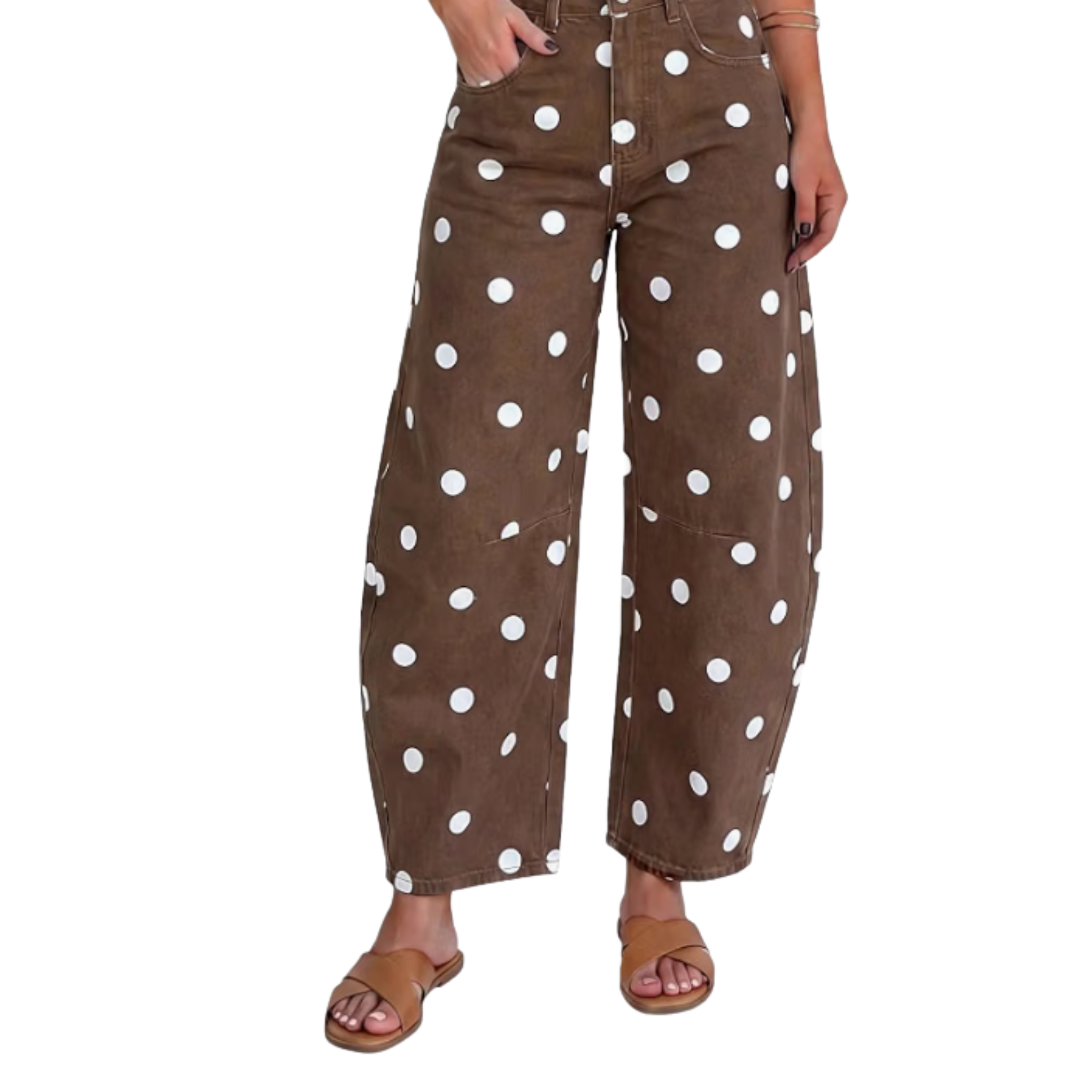 polka dot barrel jeans