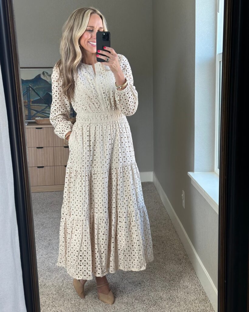 long-sleeve eyelet Maxi dress for Amazon fall dresses