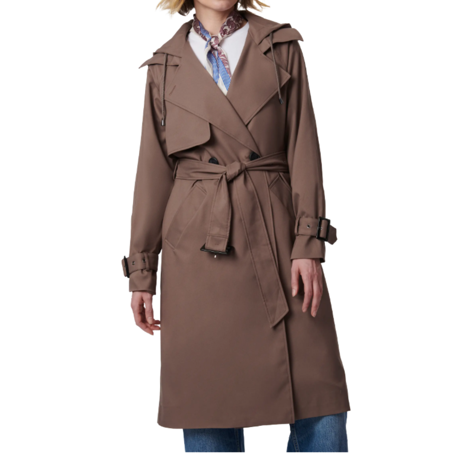brown tie coat
