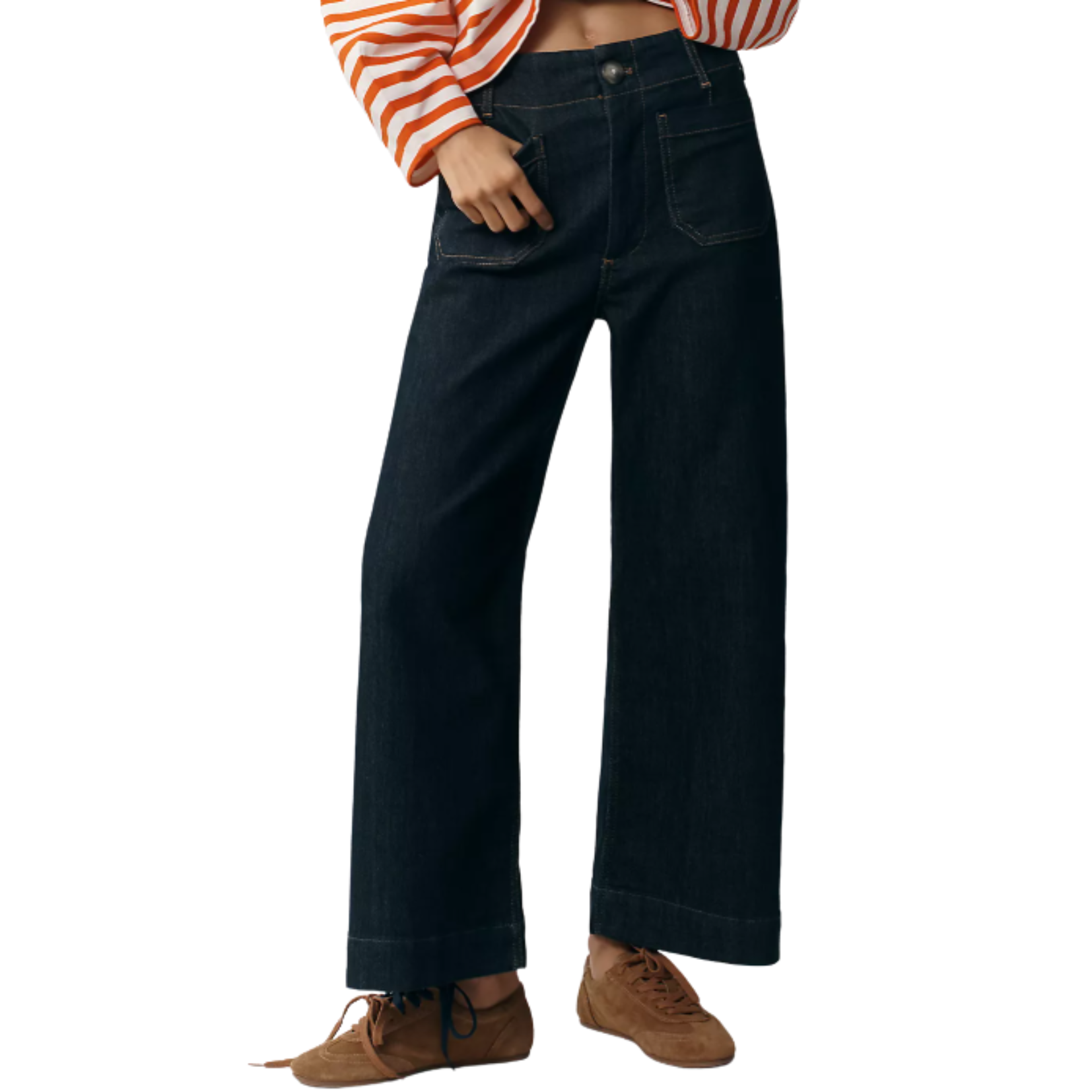 anthro cropped wide Leg jeans