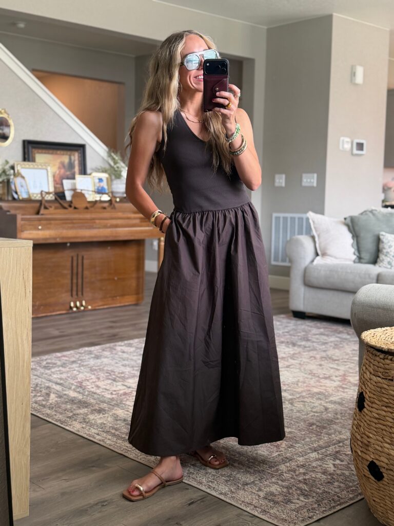 drop-waist Maxi dress for work capsule wardrobe